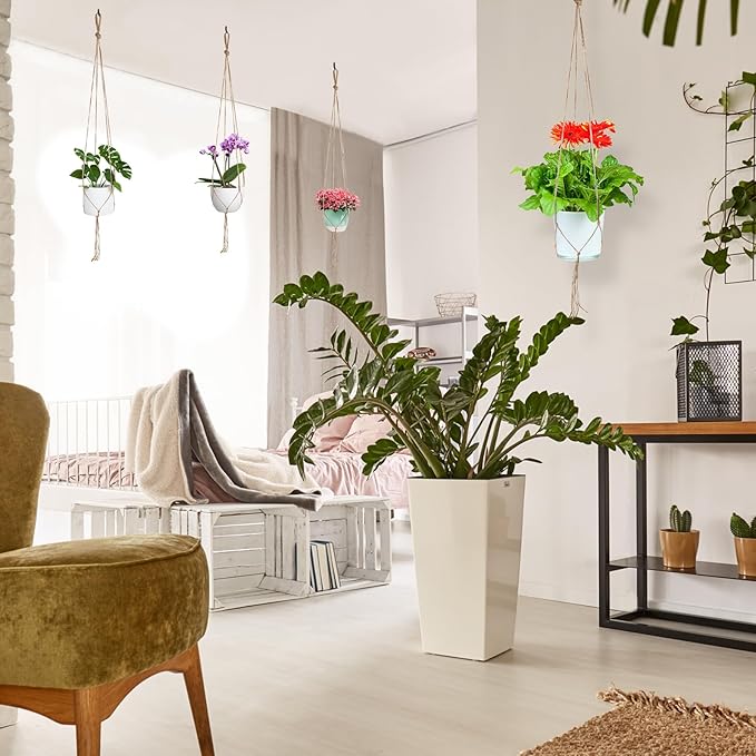 Plant Hanger, 10 Pieces 40'' Macrame Plant Hangers, Hanging Planters for Indoor Plants Pots, Plant Holder Basket Jute Rope Holder for Indoor Outdoor Garden Home Decorations (Natural) Kicovitifa