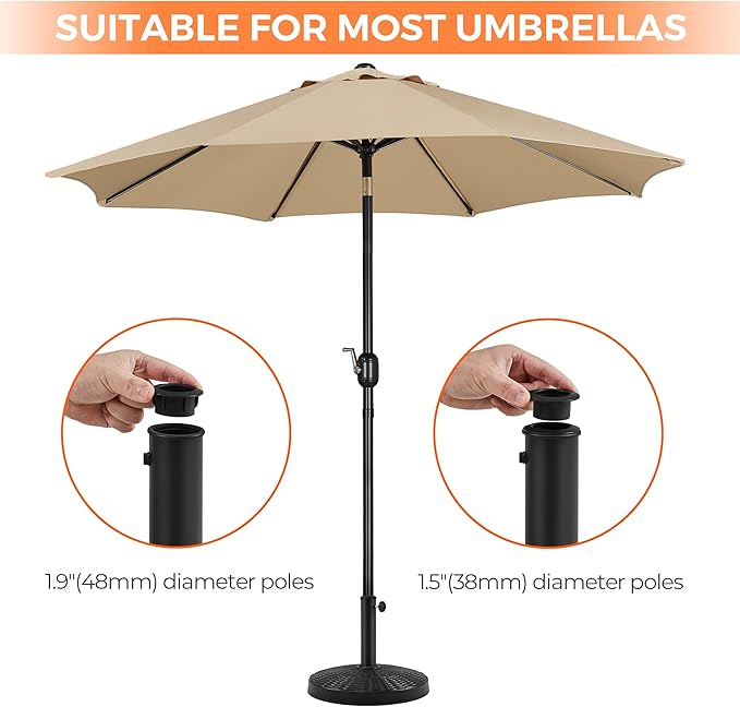 Yaheetech 31lbs Umbrella Base, Heavy Duty Patio Umbrella Base Stand, Round Resin Umbrella Base Stand, Outdoor Market Umbrella Base for Garden, Backyard, Beach Yaheetech
