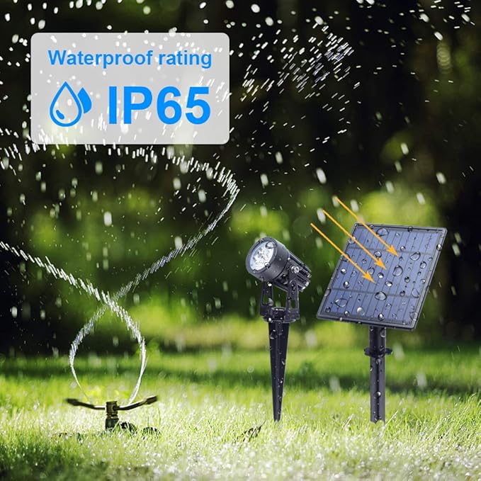 APONUO Metal Solar Spot Lights Outdoor with 9.8ft Cable Solar Powered Landscape Lighting Low Voltage IP65 Waterproof Auto On/Off for Outside Garden Yard Landscape Pathway Garage-Warm White(4-in-1) APONUO