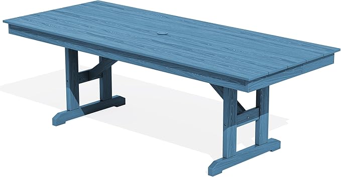 SERWALL Outdoor Dining Table, 84" Rectangular Dining Table for 6-10 Person, All Weather HDPE Outdoor Furniture for Backyard, Garden, Navy SERWALL