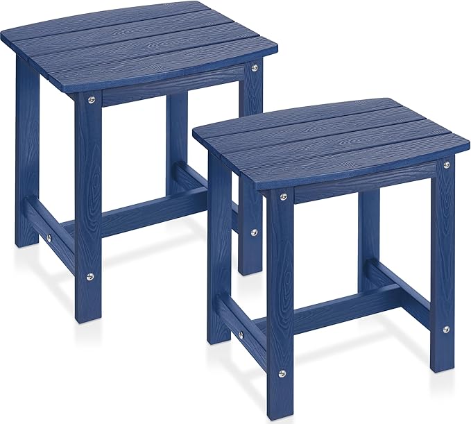 Y&M Outdoor Side Table, HIPS Adirondack Small Single Table, Waterproof Square Outside Table, Balcony Modern End Tables for Patio, Pool, Beach, Porch, Deck, Indoor or Outdoor Use (Navy Blue, 2 Pack) YM