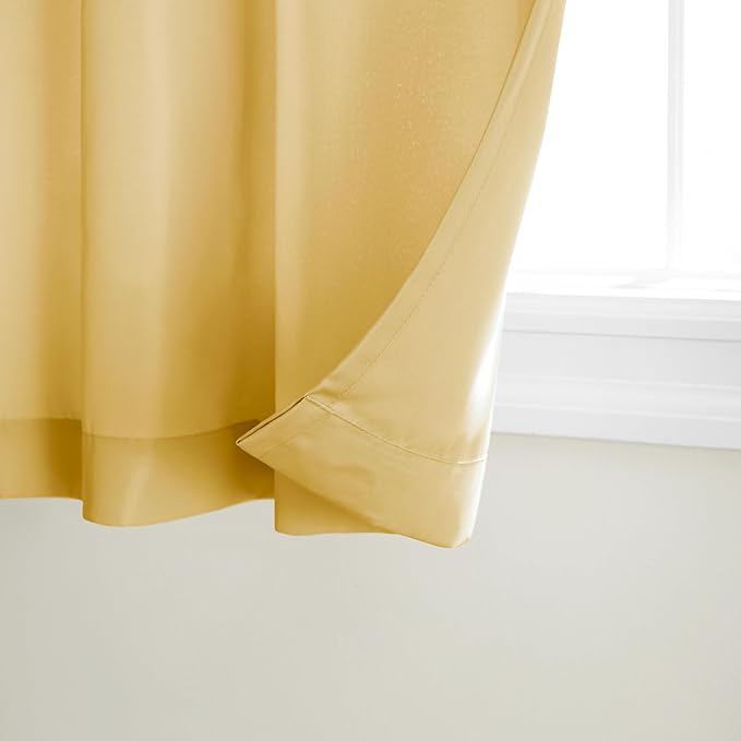 TOWN & COUNTRY BASICS Cabana Solid Heavyweight Indoor Outdoor Curtains, Light Filtering Opacity with Grommet Top, Water Repellent, 2-Pack Set, 54"x84", Sundress Yellow TOWN+%26+COUNTRY+BASICS