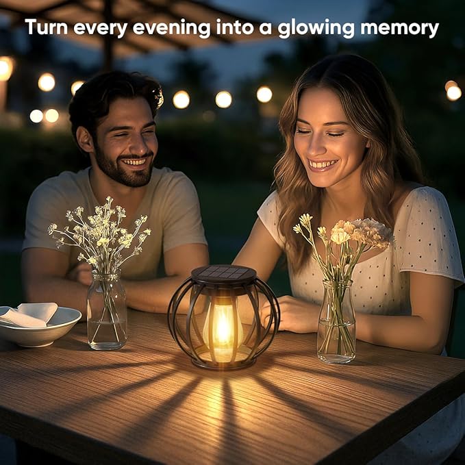 Solar Lanterns Outdoor Waterproof: 2 Pack Metal Hanging Decorative Solar Lights for Pathway Patio Garden Yard - 800mAh Lighting Auto On/Off - IP65 Rustproof Outdoor Lights - Gifts for Mom Women NESSTU
