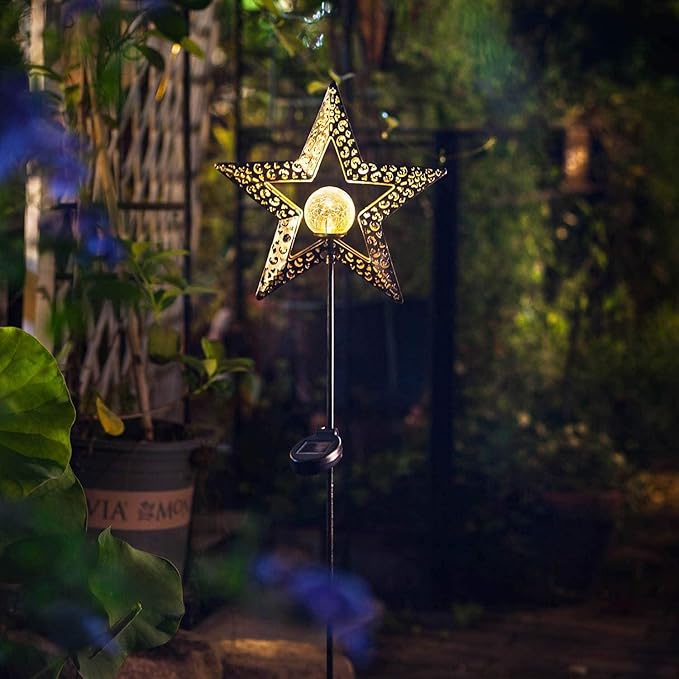 TAKE ME Star Solar Lights Garden Outdoor Decor Waterproof Metal Solar Stakes Lights for Patio Yard Walkway Lawn Patio Mothers Day Garden Gifts Mom Wife Grandma TAKEME