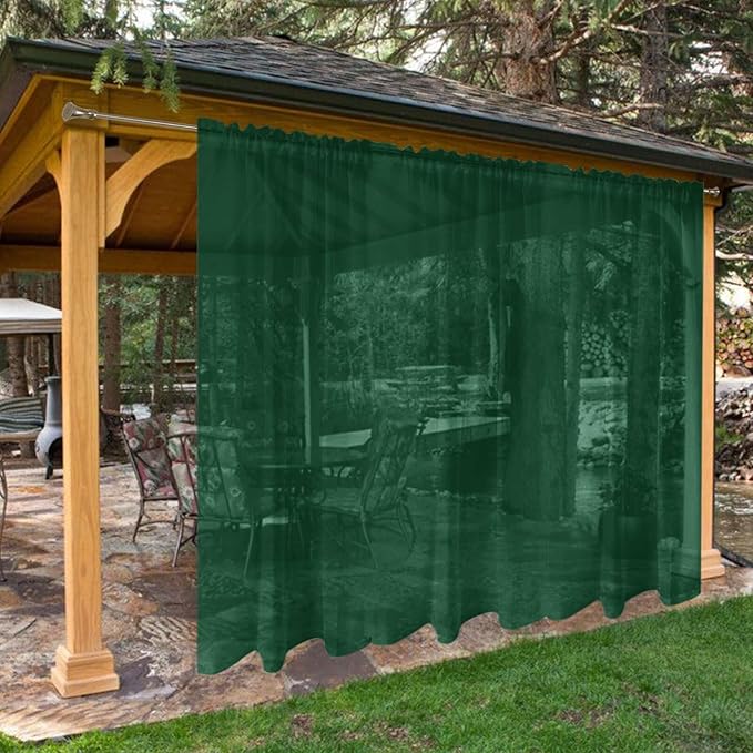 SpaceDresser Waterproof Outdoor Sheer Curtains for Patio - 2 Panels Rod Pocket Indoor Voile Sheer Curtain for Living Room,100W x 108L inch, Foliage Green SpaceDresser