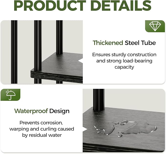 Bamworld Corner Plant Stand Indoor, 4 Tier Metal Plant Shelf for Multiple Plants, Tiered Flower Pot Stands for Patio Garden Balcony Living Room Bedroom, Black Bamworld