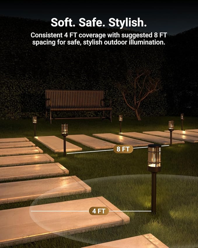 Sunco 6 Pack Low Voltage Garden Pathway Lights, LED Landscape Pathway Lighting, 1.5W, 50 LM, 3000K Warm White, Wet Rated, for Garden Pathway Walkway, Clear Glass Design with Connectors ETL SuncoLighting