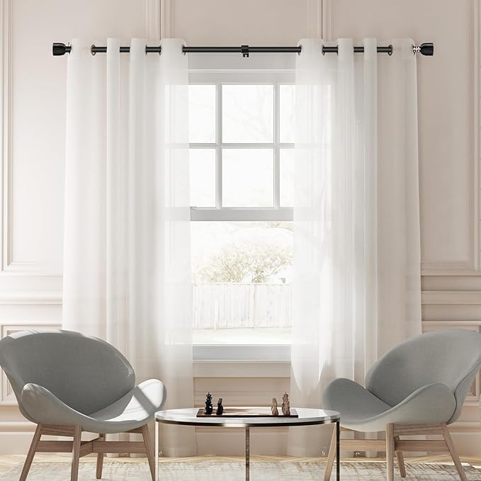Matte Black Curtain Rod Itself is 30-144 inch 2 Pack, Fit 30 to 142, 66 to 120 inch Windows with 1 Inch Diameter Heavy Duty Adjustable Telescopic Rod, 1 Inch Diameter Splicing Extra Long Rootora