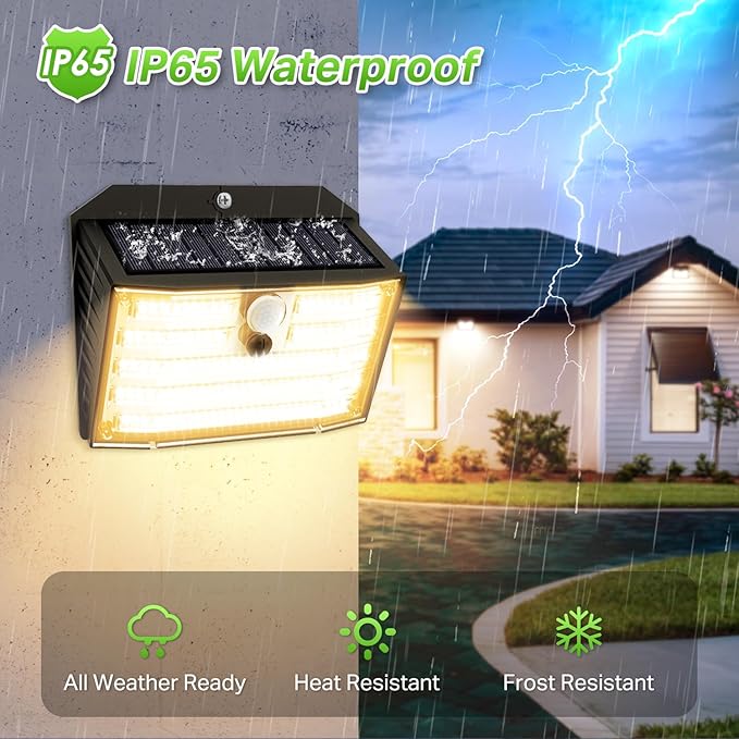 CLAONER Solar Lights Outdoor [𝟔 𝐏𝐚𝐜𝐤/126 LED], Wireless Motion Sensor Lights, IP65 Waterproof Security Lights 3 Modes, 270° Lighting Angle, Ultra-Bright Wall Lights for Deck Patio Fence Garage Claoner