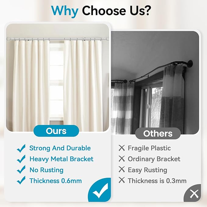 Silver Curtain Rods for Windows 28 to 48 Inch, 5/8" Diameter Heavy Duty Metal Adjustable Small Drapery Rod With Bracket Poskena
