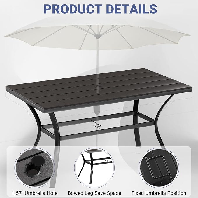 LEVELEVE 7 Piece Outdoor Patio Dining Set with 6 Swivel Dining Chairs & 1 Large Round Dining Table,Bistro Furniture Set for Lawn, Garden, Deck, Backyard and Porch Enjoyyourlife