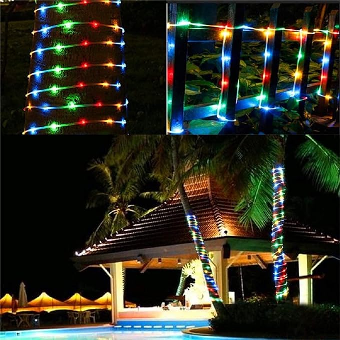 50ft 360 LED Rope Lights Outdoor, Connectable and Flexible Tube Lights with 8 Modes, Waterproof Indoor Outdoor LED Rope Lighting for Deck, Garden, Pool, Patio, Indoor Outdoor Decorations (Multicolor) Jnaurb