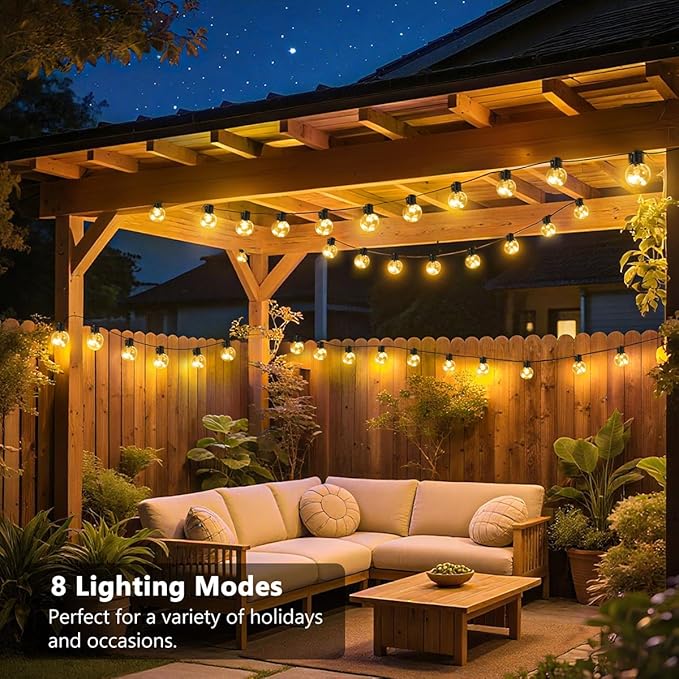 Outdoor String Lights, 25ft 20 LED Bulbs Hanging Patio Lights Dimmable with Timer & Remote, Globe Bulb Shatterproof & Waterproof for Outdoor Indoor Patio Backyard Balcony Decor - Warm White KEPSTARS