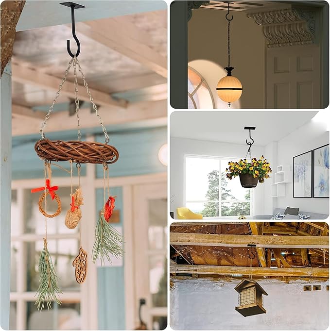 Ceiling Hooks for Hanging Plants 20Pcs Black QTJUST