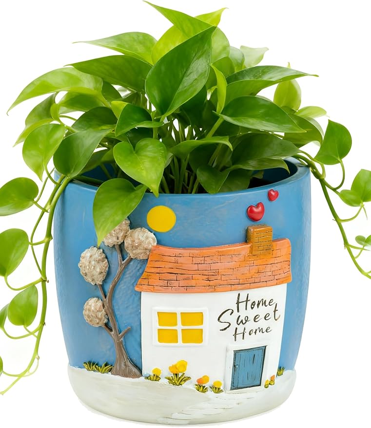 New Home Gift Ideas: New Home Apartment Plant Gift for Plant Lover - 5.3in Hand-Painted 3D Art Planter - Gardening House Warming Present for Christmas Rootora