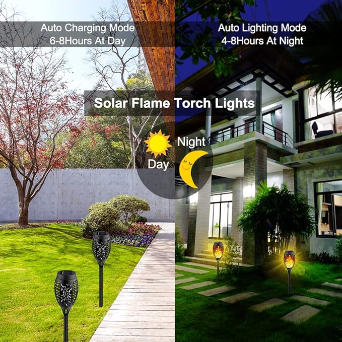 Kurifier Solar Lights Outdoor, 8Pack Solar Torch Light with Flickering Flame, Waterproof Solar Garden Light, Outdoor Solar Lights for Yard, Flame Torches for Outdoor Decorations Decor Yard Kurifier