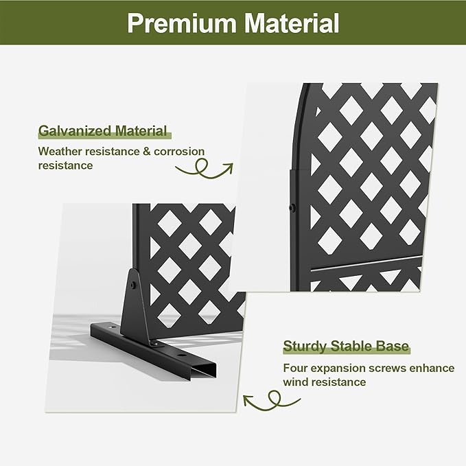 Casaphoria 72" H x 35" W Arched Metal Privacy Screen - Elegant Freestanding Outdoor Screen for Deck, Patio & Balcony - Versatile Decorative Privacy Panels for Home & Garden Use (Black-Laurence) Casaphoria