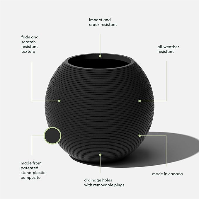 Veradek Strata Series Sphere Round Planter for Patio & Backyard | Durable Plastic-Stone Material | Modern Décor for Tall Trees and Plants VeradekOutdoor