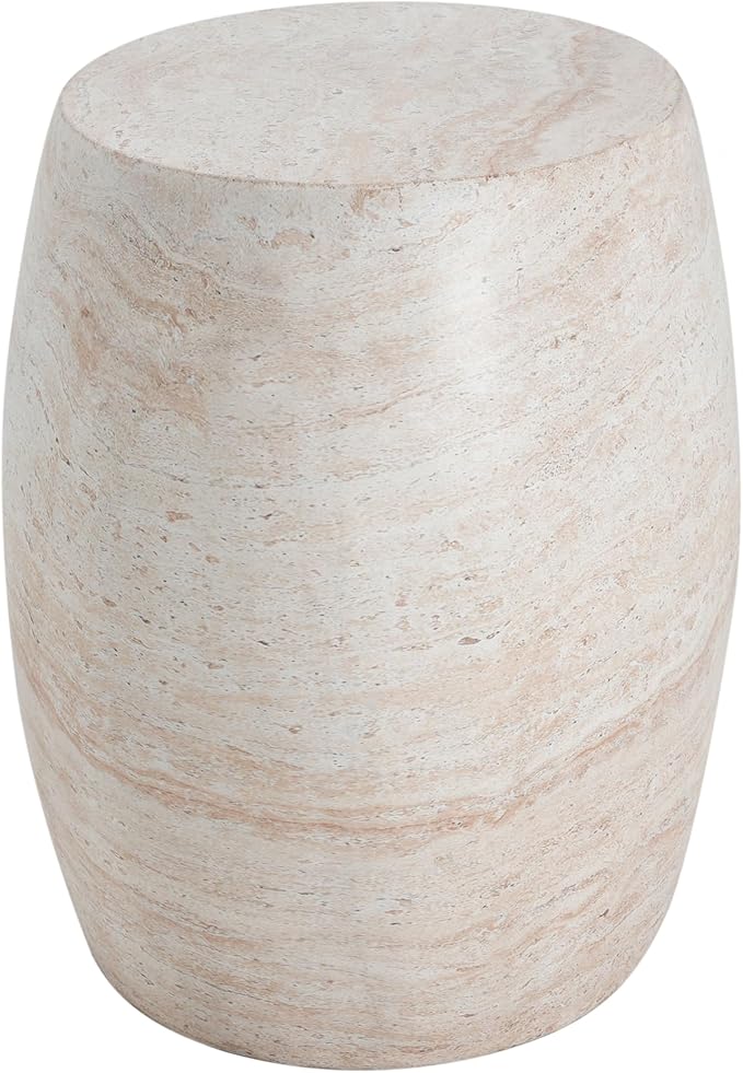 Christopher Knight Home Jayme 20.25" Indoor Outdoor Oval Accent Side Table, Patio Decorative End Table, Lightweight Concrete Garden Stool for Patio Living Room Balcony & Garden Decor, Travertine ChristopherKnightHome