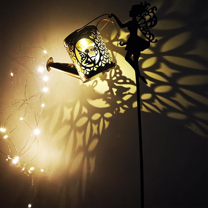 Solar Watering Can Lights, Outdoor Garden Decor,LED Waterproof String Light,Metal Vintage Fairy Tale Lamps Outside,Solar Lantern with Shepherd Hook for Lawn Yard Path (Fairy) Yevheniy