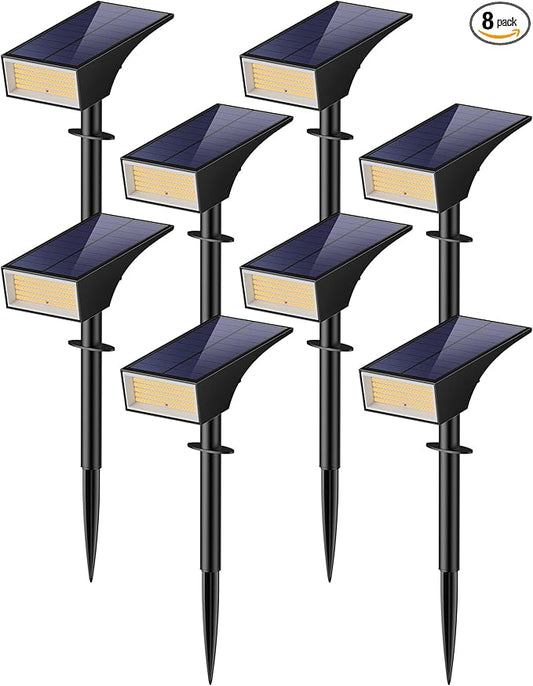 Koicaxy Solar Lights Outdoor Waterproof 8 Pack IP65, 100 LEDs 4 Light Modes, Higher Charging Efficiency, Auto On/Off Solar Landscape Spotlights for Garden Decor Yard Pathway Patio - Warm White SOLARSPOTLIGHTS