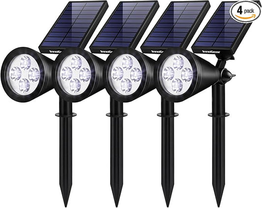 InnoGear Solar Lights Outdoor Lighting Waterproof Landscape Spotlights Uplighting for Outside Flag Garden Trees Yard Pathway Wall Auto On/Off, Pack of 4 (Cool White) InnoGear