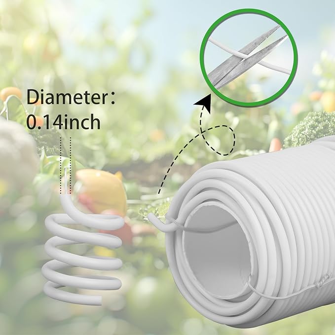 Decoroca Soft Plant Ties for Support - 65.6' Reusable Waterproof Plant Wire, Garden Twist, for Indoor & Outdoor Plants and Home Organizing（1pc/White） Decoroca