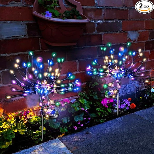 Anordsem Solar Garden Lights Outdoor: Bendable Copper Wire with 120 LED Firework Beads - Colorful Waterproof DIY Fairy Decoration for Yard Pathway Patio - Gifts for Women Mom Homeowners Anordsem