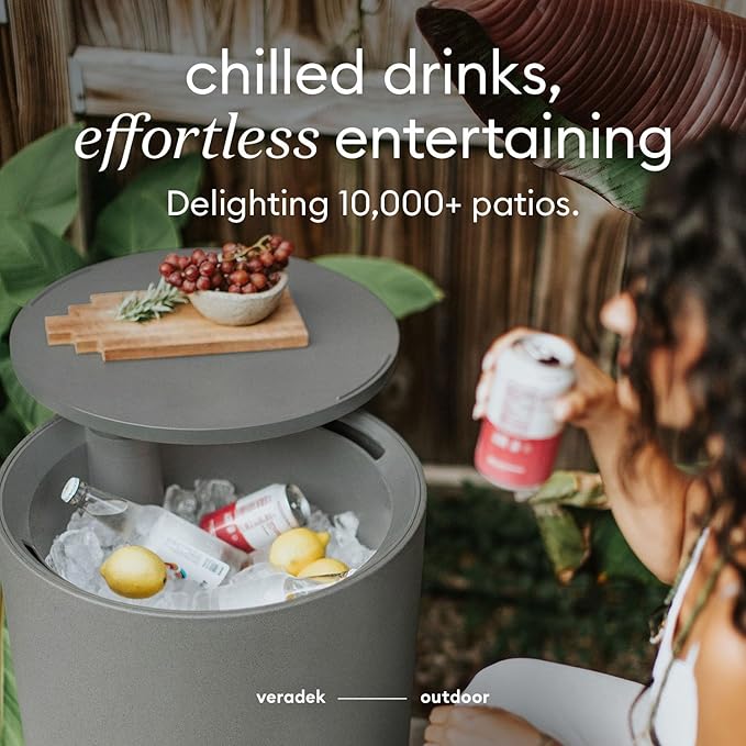 Veradek Kona Cooler Side Table – 2-in-1 Outdoor Patio Side Table w/Cooler | Insulated 40L Capacity | Modern Accent Décor for Hosting, BBQ, Poolside VeradekOutdoor