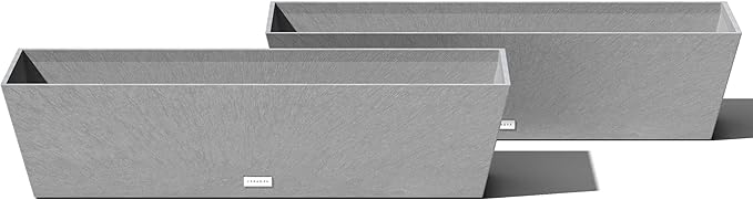 Veradek Pure Series Window Box Planter - Long Rectangular Planter for Indoor or Outdoor Windowsill/Balcony | Durable All-Weather Use with Drainage Holes | Modern Decor for Herbs, Small Plants, Flowers VeradekOutdoor