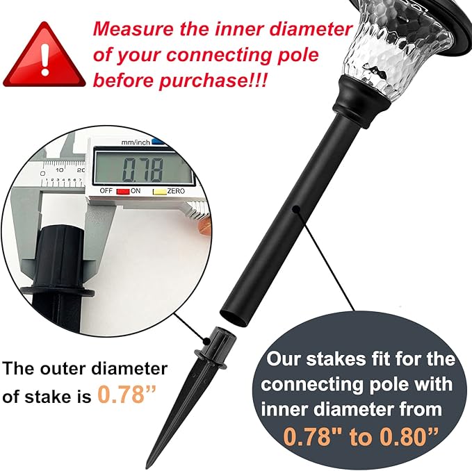 Metal Stakes Solar Lights Replacement Spike - Outdoor Ground Stake for Backyard Garden Lights Landscape Yard Pathway Patio Lamps Pole (Metal-12 Pack)- 0.78x5.36 inches Pluxen