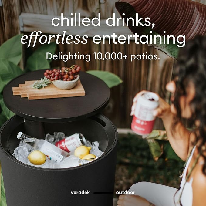 Veradek Kona Cooler Side Table – 2-in-1 Outdoor Patio Side Table w/Cooler | Insulated 40L Capacity | Modern Accent Décor for Hosting, BBQ, Poolside VeradekOutdoor