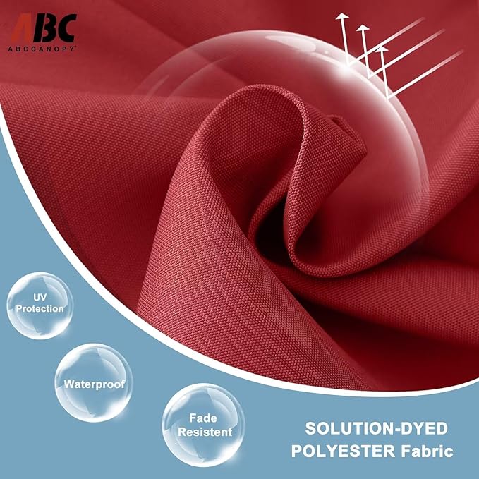 ABCCANOPY Durable Solar Led Patio Umbrellas with 32LED Lights 11FT (Burgundy) ABCCANOPY