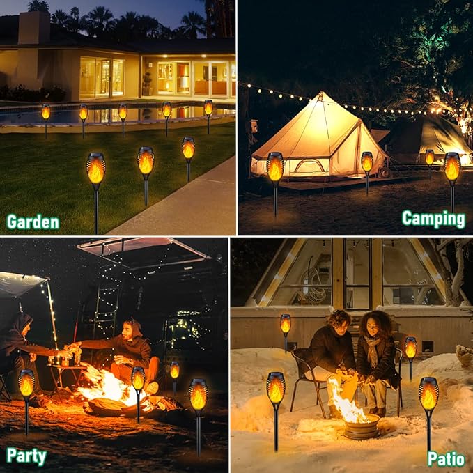 IkeeRuic Solar Lights Outdoor, Solar Torch Light with Flickering Flame for Outdoor Decor, Solar Garden Lights, Waterproof Outdoor Lighting, Flame Torches for Outside Patio Pathway Yard Decorations IkeeRuic