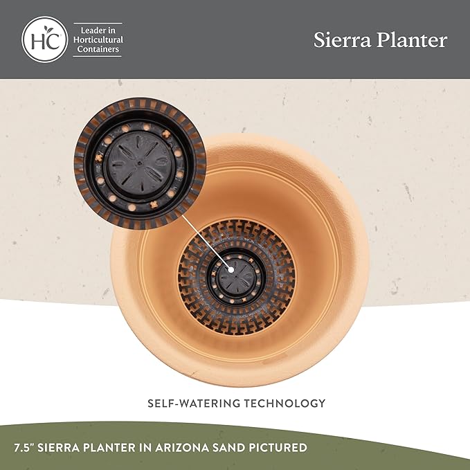 The HC Companies Sierra Round Self-Watering Pot - Lightweight Plastic Planter for Herbs & More - Durable Plant Pots for Indoor Plants & Outdoor Plants (16” Black Onyx, Pack of 2) TheHCCompanies