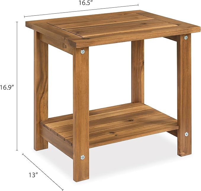 Double Adirondack Side Table, Weather-Resistant Rectangular End Table for Patio, Garden, Lawn, and Living Room. Ideal as a Stylish Indoor and Outdoor Side Table Companion, Natural VICTORYRELAX