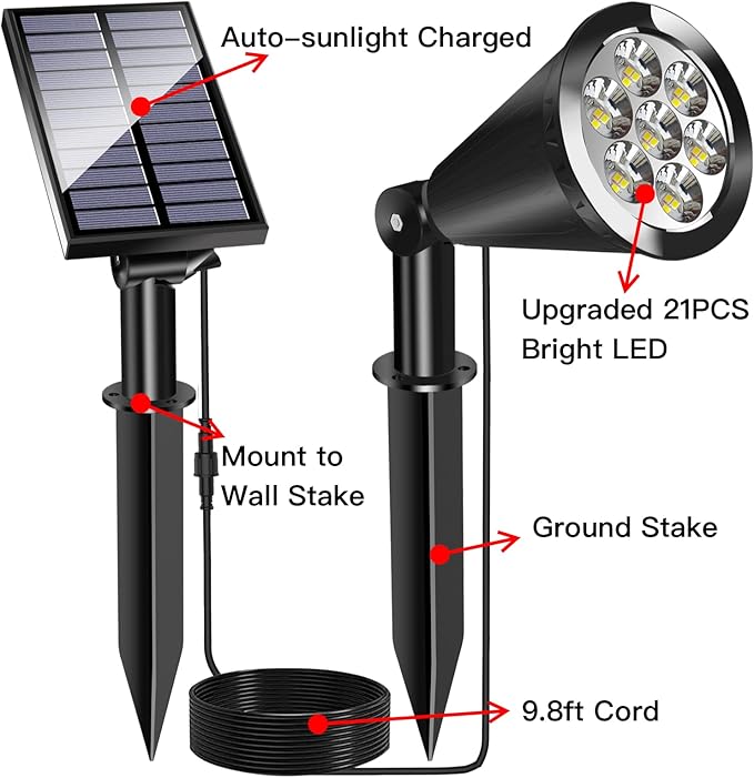 MEIHONG Solar Spot Lights Outdoor, Warm White LED Landscape Lamp Dusk to Dawn, 2-in-1 Solar Spotlight for Trees Lights for Garden Porch Walkway Patio (4 Pack) MEIHONG