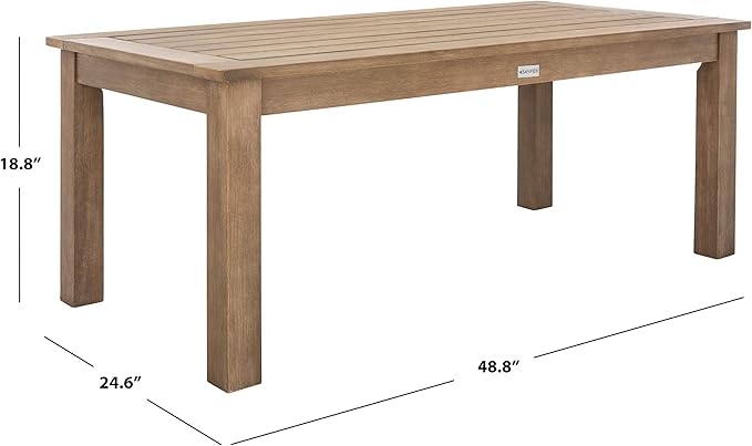 SAFAVIEH Couture Outdoor Patio Furniture Collection – Santa Cruz Coffee Table, Natural Eucalyptus Wood Slatted Top, Modern Outdoor Accent Table (CPT1016A) SAFAVIEH