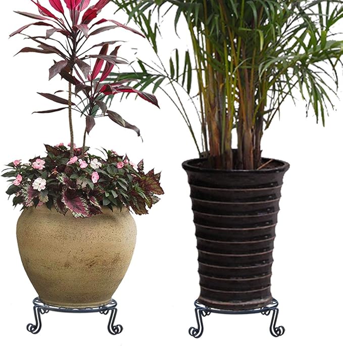 Brown Plant Stand for Flower Pot Heavy Duty Potted Holder Indoor Outdoor Metal Rustproof Iron Garden Container Round Supports Rack for Planter Bronze, Pumpkin Stand Outdoor Autopromake