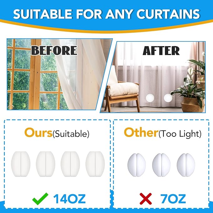 8 Pcs Shower Curtain Weights, Silicone Wrapped Heavy Duty Shower Curtain Magnets, Curtain Weights Heavy Outdoor, Prevent Curtain Liner from Blowing Around, Work for Drapery, Flag, Tablecloth(4 Pairs) YixangDD