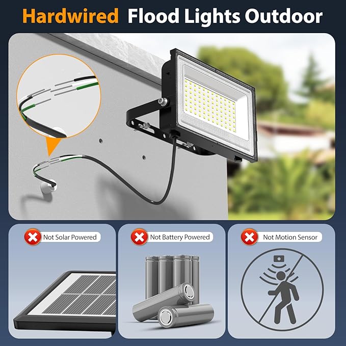 Onforu 120W LED Flood Light Outdoor, 12000LM Security Lights, IP66 Waterproof Outdoor LED Lights, 6500K Daylight White Floodlight for Garage Yard Garden Stadium Playground Arena(2 Pack) Onforu
