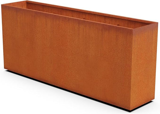 Plantercraft Large Rectangular Planters for Outdoor Plants | 84x18x36 Extra Large Corten Steel Planter | Modern Metal Planter Box for Patio & Garden Privacy | Heavy Duty & Fully Assembled Plantercraft