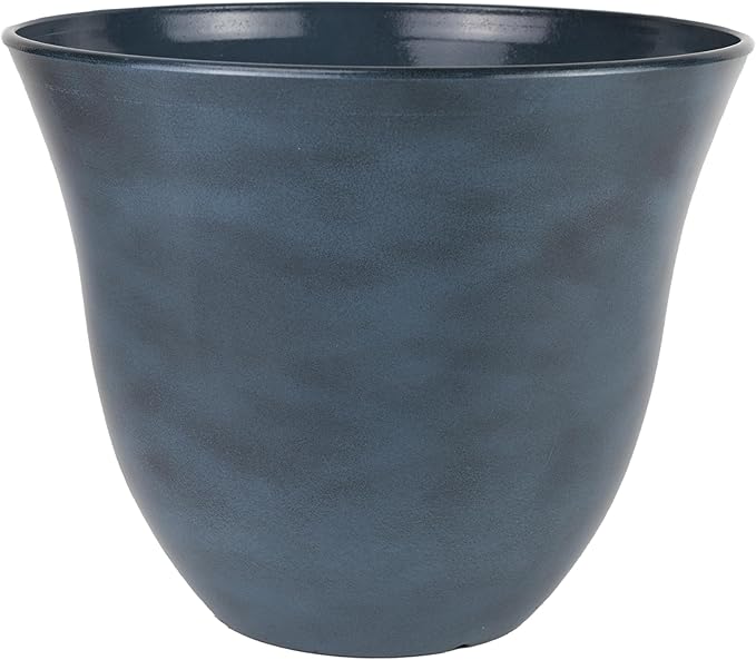 Classic Home and Garden Honeysuckle Resin Planters - Lightweight Indoor & Outdoor Plant Pots - UV-Resistant Plastic Flower Pots - Pot Planters for Flowers & Herbs (13", Blue Jean) ClassicHomeandGarden