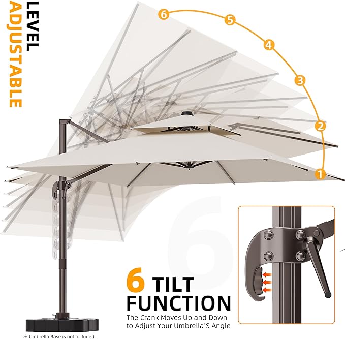 9' X 12' Cantilever Outdoor Patio Umbrellas with Base Included, Large Rectangle Umbrella Heavy Duty 360°Rotation Offset Umbrella for Garden Deck Pool Patio,Beige ORYNTREX