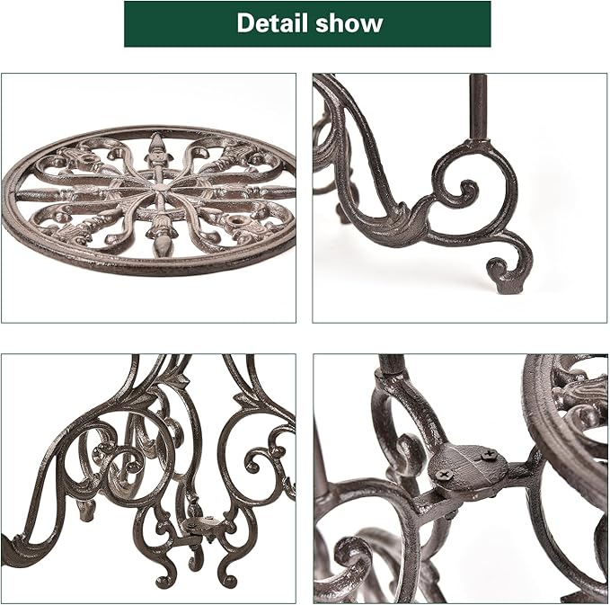 Sungmor Heavy Duty Cast Iron Plant stand, 3 Tier Foldable Metal Plant Shelf, 24in Tall Vintage Flower Pot Holder Indoor Outdoor Tiered Plant Stand, Rustic Plant Display Rack for Corner Balcony Patio Sungmor
