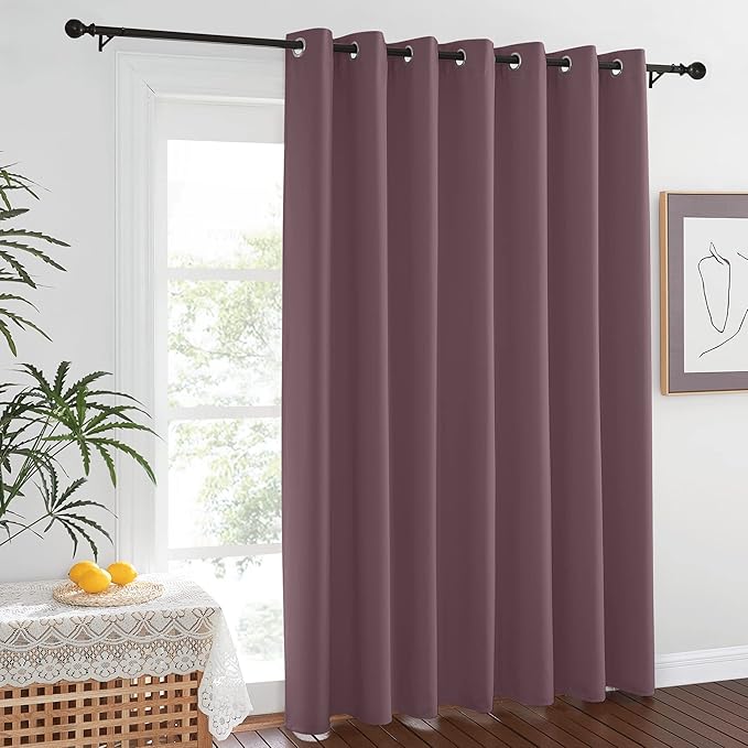 NICETOWN Blackout Dry Rose Sliding Door Curtains 84 inches Long - Grommet Thermal Insulated Patio Door Drape Room Darkening Sound Reducing Window Treatment for Girls Room (W100 x L84, 1 Panel) NICETOWN