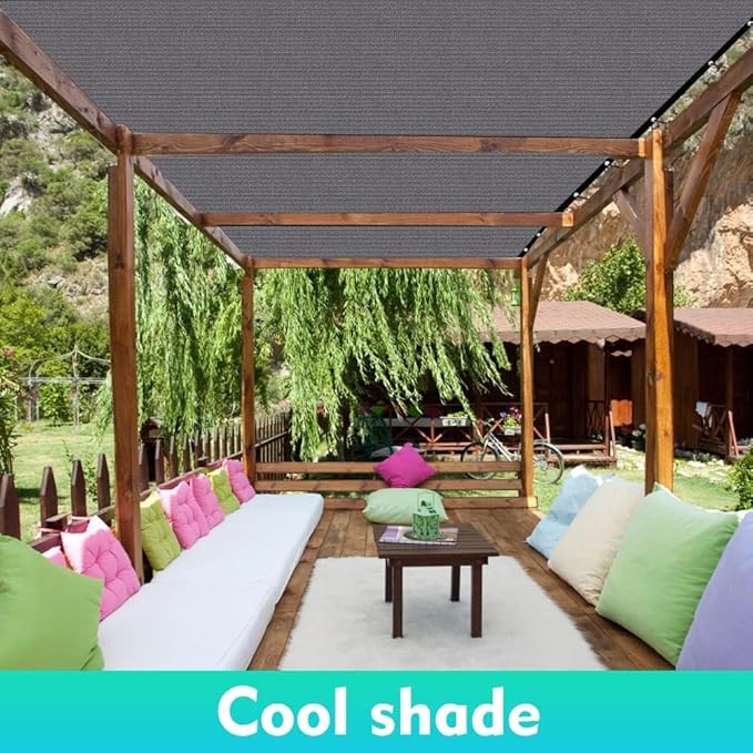 EMERIT 90% Shade Cloth Sun Shade Fabric Privacy Screen Shade Cover for Patio Garden Pergola Shade Cover Canopy with Gromments eMERIT