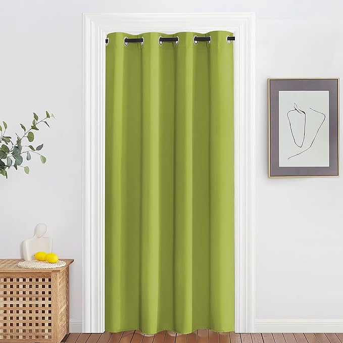 NICETOWN Blackout Doorway Curtain Drape 78 inch Long - Grommet Noise Reducing Thermal Insulated Solid Modern Window Treatments for Bedroom Closet (1 Panel, 52 x 78 Inch, Fresh Green) NICETOWN