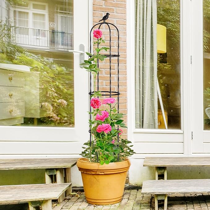 Garden Trellis for Climbing Plant Outdoor, 67" Tall Cucumber Trellis for Pot Raised Bed Climbing Vine Plants Vegetable Pea Bean Tomato Rose Clematis Cucumber Trellis, 2 Pack follook