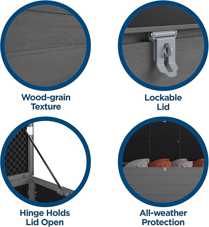 Cosco Outdoor Living 88180BGY1E Cosco Outdoor Patio Storage, Extra Large, 180 Gallons, Charcoal Deck Box, Black/Gray CoscoProducts